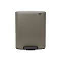 Cos de gunoi cu pedala, Brabantia, Bo Pedal Platinum, 2x30 L, 36.3x54.1x65.2 cm, otel, gri inchis