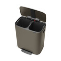 Cos de gunoi cu pedala, Brabantia, Bo Pedal Platinum, 2x30 L, 36.3x54.1x65.2 cm, otel, gri inchis