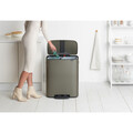 Cos de gunoi cu pedala, Brabantia, Bo Pedal Platinum, 2x30 L, 36.3x54.1x65.2 cm, otel, gri inchis