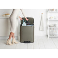 Cos de gunoi cu pedala, Brabantia, Bo Pedal Platinum, 2x30 L, 36.3x54.1x65.2 cm, otel, gri inchis
