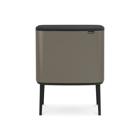 Cos de gunoi cu soft touch, Brabantia, Bo Touch Platinum, 11/23 L, 31.2x54x68 cm, otel, gri