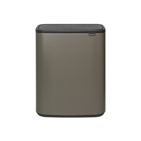Cos de gunoi cu soft touch, Brabantia, Bo Touch Platinum, 2x30 L, 31.2x54.5x65.6 cm, otel, gri