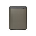 Cos de gunoi cu soft touch, Brabantia, Bo Touch Platinum, 2x30 L, 31.2x54.5x65.6 cm, otel, gri