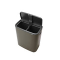 Cos de gunoi cu soft touch, Brabantia, Bo Touch Platinum, 2x30 L, 31.2x54.5x65.6 cm, otel, gri