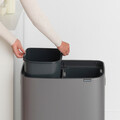Cos de gunoi cu soft touch, Brabantia, Bo Touch Platinum, 2x30 L, 31.2x54.5x65.6 cm, otel, gri