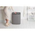 Cos de gunoi cu soft touch, Brabantia, Bo Touch Platinum, 2x30 L, 31.2x54.5x65.6 cm, otel, gri