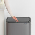 Cos de gunoi cu soft touch, Brabantia, Bo Touch Platinum, 2x30 L, 31.2x54.5x65.6 cm, otel, gri