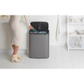 Cos de gunoi cu soft touch, Brabantia, Bo Touch Platinum, 2x30 L, 31.2x54.5x65.6 cm, otel, gri
