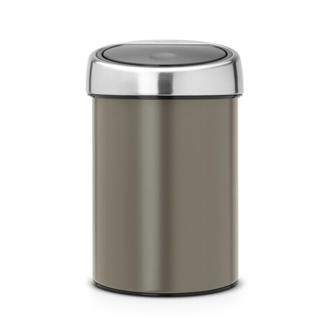 Cos de gunoi cu soft touch, Brabantia, Touch Platinum, 3 L, 18.4x18x28 cm, otel, gri inchis