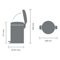 Cos de gunoi cu pedala, Brabantia, NewIcon Matt , 12 L, 33.8x25.1x41.1 cm, otel, argintiu