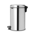 Cos de gunoi cu pedala, Brabantia, NewIcon Brilliant Metal Bucket, 12 L, 33.8x25.1x41.1 cm, otel, argintiu