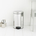 Cos de gunoi cu pedala, Brabantia, NewIcon Brilliant Metal Bucket, 12 L, 33.8x25.1x41.1 cm, otel, argintiu