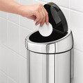 Cos de gunoi cu soft touch, Brabantia, Brilliant Steel, cu fixare pe perete, 3 L, 18.4x18x28 cm, otel, argintiu