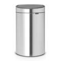 Cos de gunoi cu soft touch, Brabantia, Touch New Matt Fingerprint Proof, 23+10 L, 30.5x43.5x72.5 cm, otel, argintiu