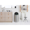 Cos de gunoi cu soft touch, Brabantia, Touch New Matt Fingerprint Proof, 23+10 L, 30.5x43.5x72.5 cm, otel, argintiu