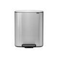 Cos de gunoi cu pedala, Brabantia, Bo Pedal, 2x30 L, 36.3x54.1x65.2 cm, otel, argintiu