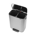 Cos de gunoi cu pedala, Brabantia, Bo Pedal, 2x30 L, 36.3x54.1x65.2 cm, otel, argintiu