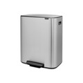Cos de gunoi cu pedala, Brabantia, Bo Pedal, 2x30 L, 36.3x54.1x65.2 cm, otel, argintiu
