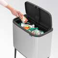 Cos de gunoi cu soft touch, Brabantia, Bo Touch Matt Fingerprint Proof, 36 L, 31.2x54x68 cm, otel, argintiu