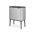Cos de gunoi cu soft touch, Brabantia, Bo Touch Matt Fingerprint Proof, 11/23 L, 31.2x54x68 cm, otel, argintiu