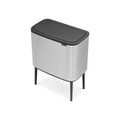 Cos de gunoi cu soft touch, Brabantia, Bo Touch Matt Fingerprint Proof, 11/23 L, 31.2x54x68 cm, otel, argintiu