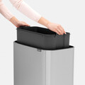 Cos de gunoi cu soft touch, Brabantia, Bo Touch Matt Fingerprint Proof, 3x11 L, 31.2x54x68 cm, otel, argintiu