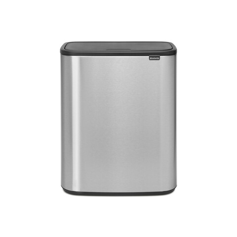 Cos de gunoi cu soft touch, Brabantia, Bo Touch Matt Fingerprint Proof, 60 L, 31.2x54.5x65.6 cm, otel, argintiu