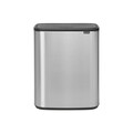 Cos de gunoi cu soft touch, Brabantia, Bo Touch Matt Fingerprint Proof, 60 L, 31.2x54.5x65.6 cm, otel, argintiu