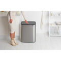 Cos de gunoi cu soft touch, Brabantia, Bo Touch Matt Fingerprint Proof, 60 L, 31.2x54.5x65.6 cm, otel, argintiu
