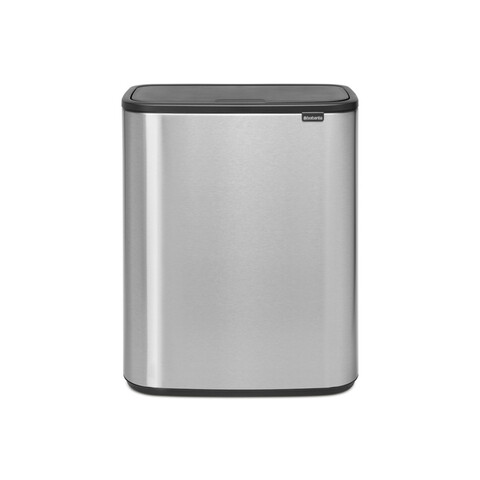 Cos de gunoi cu soft touch, Brabantia, Bo Touch Matt Fingerprint Proof, 2x30 L, 31.2x54.5x65.6 cm, otel, argintiu