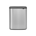 Cos de gunoi cu soft touch, Brabantia, Bo Touch Matt Fingerprint Proof, 2x30 L, 31.2x54.5x65.6 cm, otel, argintiu