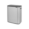 Cos de gunoi cu soft touch, Brabantia, Bo Touch Matt Fingerprint Proof, 2x30 L, 31.2x54.5x65.6 cm, otel, argintiu