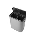 Cos de gunoi cu soft touch, Brabantia, Bo Touch Matt Fingerprint Proof, 2x30 L, 31.2x54.5x65.6 cm, otel, argintiu