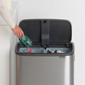 Cos de gunoi cu soft touch, Brabantia, Bo Touch Matt Fingerprint Proof, 2x30 L, 31.2x54.5x65.6 cm, otel, argintiu