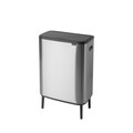 Cos de gunoi cu soft touch, Brabantia, Bo Touch Matt Fingerprint Proof, 2x30 L, 31.2x54.5x81.5 cm, otel, argintiu