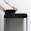 Cos de gunoi cu soft touch, Brabantia, Bo Touch Matt Fingerprint Proof, 2x30 L, 31.2x54.5x81.5 cm, otel, argintiu