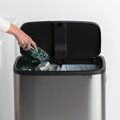 Cos de gunoi cu soft touch, Brabantia, Bo Touch Matt Fingerprint Proof, 2x30 L, 31.2x54.5x81.5 cm, otel, argintiu