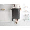 Cos de gunoi cu soft touch, Brabantia, Bo Touch Matt Fingerprint Proof, 2x30 L, 31.2x54.5x81.5 cm, otel, argintiu
