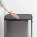 Cos de gunoi cu soft touch, Brabantia, Bo Touch Matt Fingerprint Proof, 2x30 L, 31.2x54.5x81.5 cm, otel, argintiu