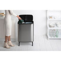 Cos de gunoi cu soft touch, Brabantia, Bo Touch Matt Fingerprint Proof, 2x30 L, 31.2x54.5x81.5 cm, otel, argintiu