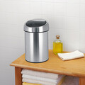 Cos de gunoi cu soft touch, Brabantia, Matt Steel Fingerprint Proof, 3 L, cu fixare pe perete, 18.4x18x28 cm, otel, argintiu