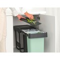 Cos de gunoi incorporat, Brabantia, Sort&Go, 2x15 L, 48.1x31.9x43.1 cm, polipropilena, gri inchis/verde jad