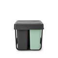 Cos de gunoi incorporat, Brabantia, Sort&Go, 2x10 L+20 L, 48.1x40.4x39.6 cm, polipropilena, gri inchis/verde jad