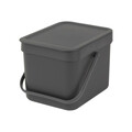 Cos de gunoi, Brabantia, Sort&Go, 6 L, 24.5x20x18.1 cm, polipropilena, gri