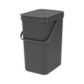 Cos de gunoi, Brabantia, Sort&Go, 12 L, 24.9x20x35.1 cm, polipropilena, gri