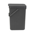 Cos de gunoi, Brabantia, Sort&Go, 12 L, 24.9x20x35.1 cm, polipropilena, gri