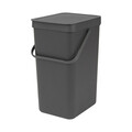 Cos de gunoi, Brabantia, Sort&Go, 16 L, 27.9x22x40.1 cm, polipropilena, gri