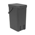 Cos de gunoi, Brabantia, Sort&Go, 16 L, 27.9x22x40.1 cm, polipropilena, gri