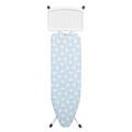 Masa de calcat, Brabantia B, Fresh Breeze, 124x38 cm, 7 pozitii de reglare, cu suport statie de calcat, otel/bumbac