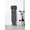 Masa de calcat, Brabantia B, Denim Black, 124x38 cm, 7 pozitii de reglare, cu suport statie de calcat, otel/bumbac, negru denim
